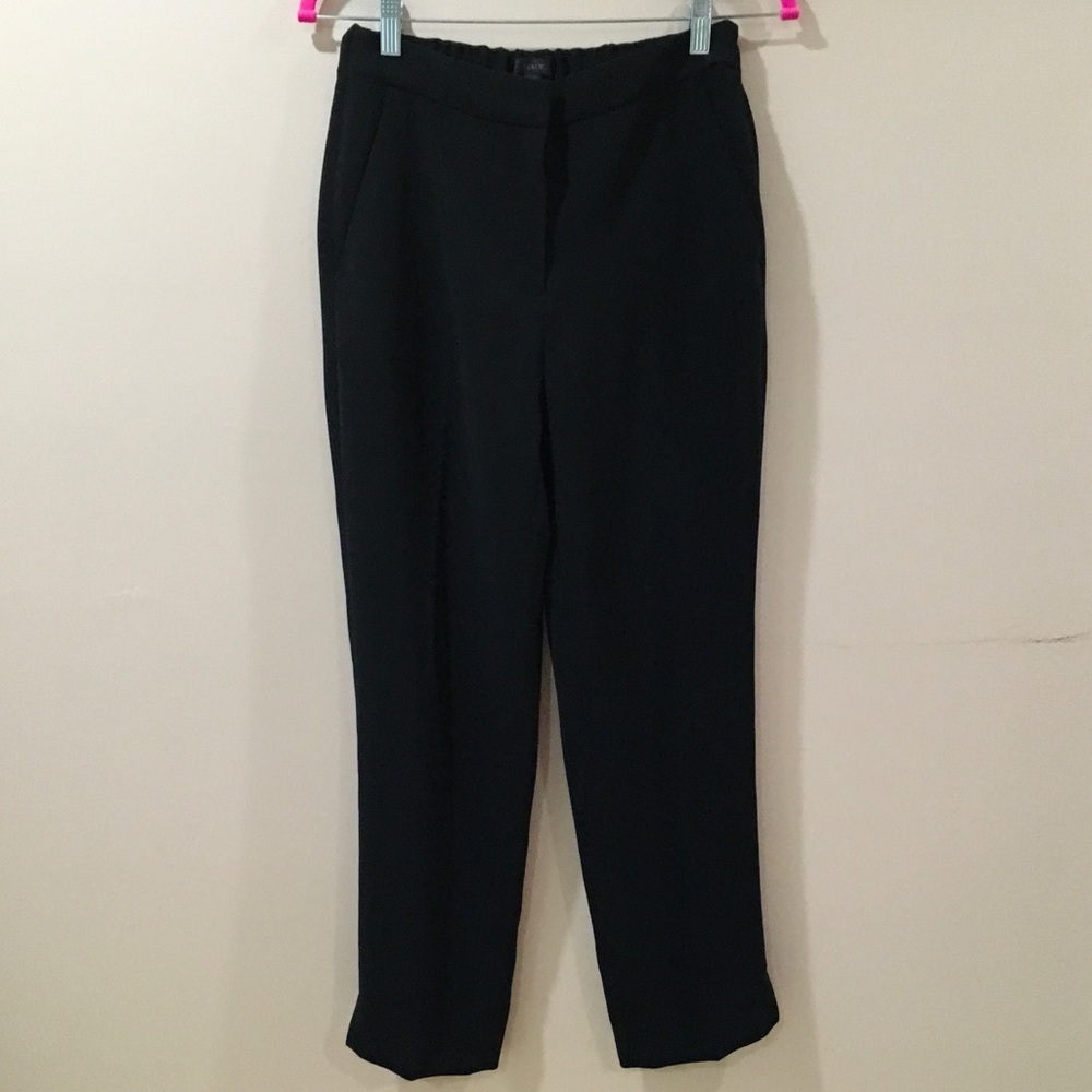 J. Crew Pants Women's 4 Black Matte Crepe 365 Pull On Easy Elastic Waist #G7462 - Picture 3 of 9